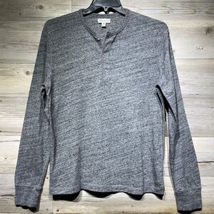 J Crew Knit Goods Henley Shirt Slim Fit Men’s Medium Heather Gray 100% Cotton